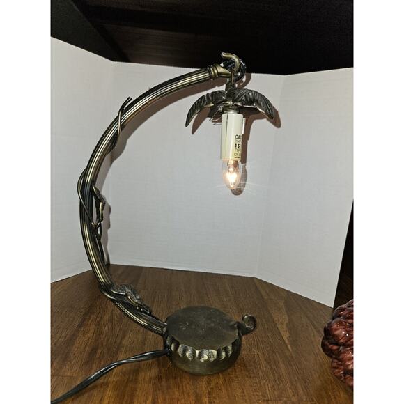 Hanging Glass Art Deco Grape Cluster Table Desk Lamp Arched Cast Metal Arm... - Picture 4 of 6